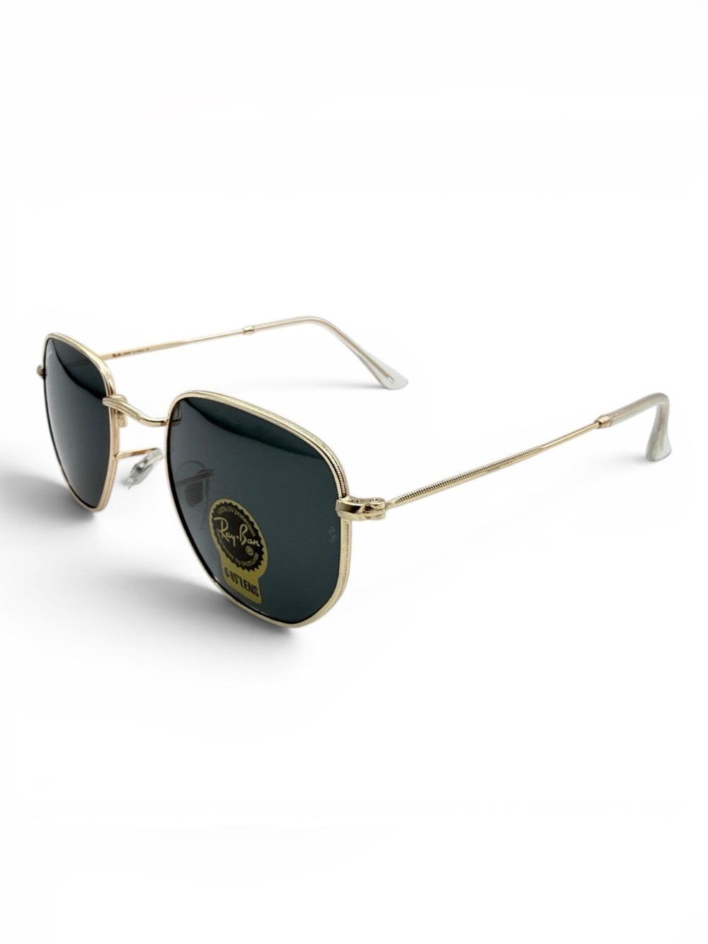 Ray-Ban Hexagonal Gold Temple Arm Sunglasses